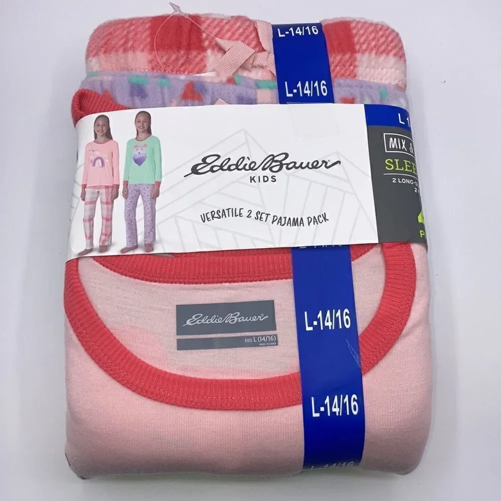 Eddie Bauer Girls Kids Pajamas Lounge Set 4-piece Size L (14/16)